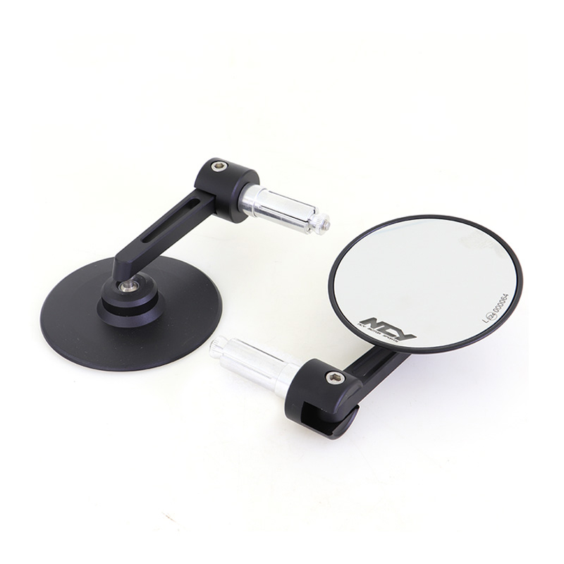 UNIVERSAL Adjustable Bar End Plug Mirror/ Thin Type/ Sandblast Misty Black/ Chrom Mirror